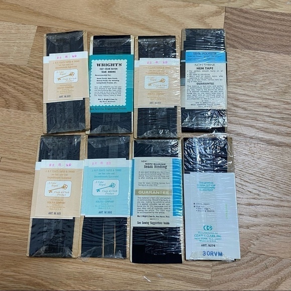 Vintage Twill Tape Coats Seam Binding Bundle Black Wright’s Rayon 1/2” Wide - Picture 6 of 6